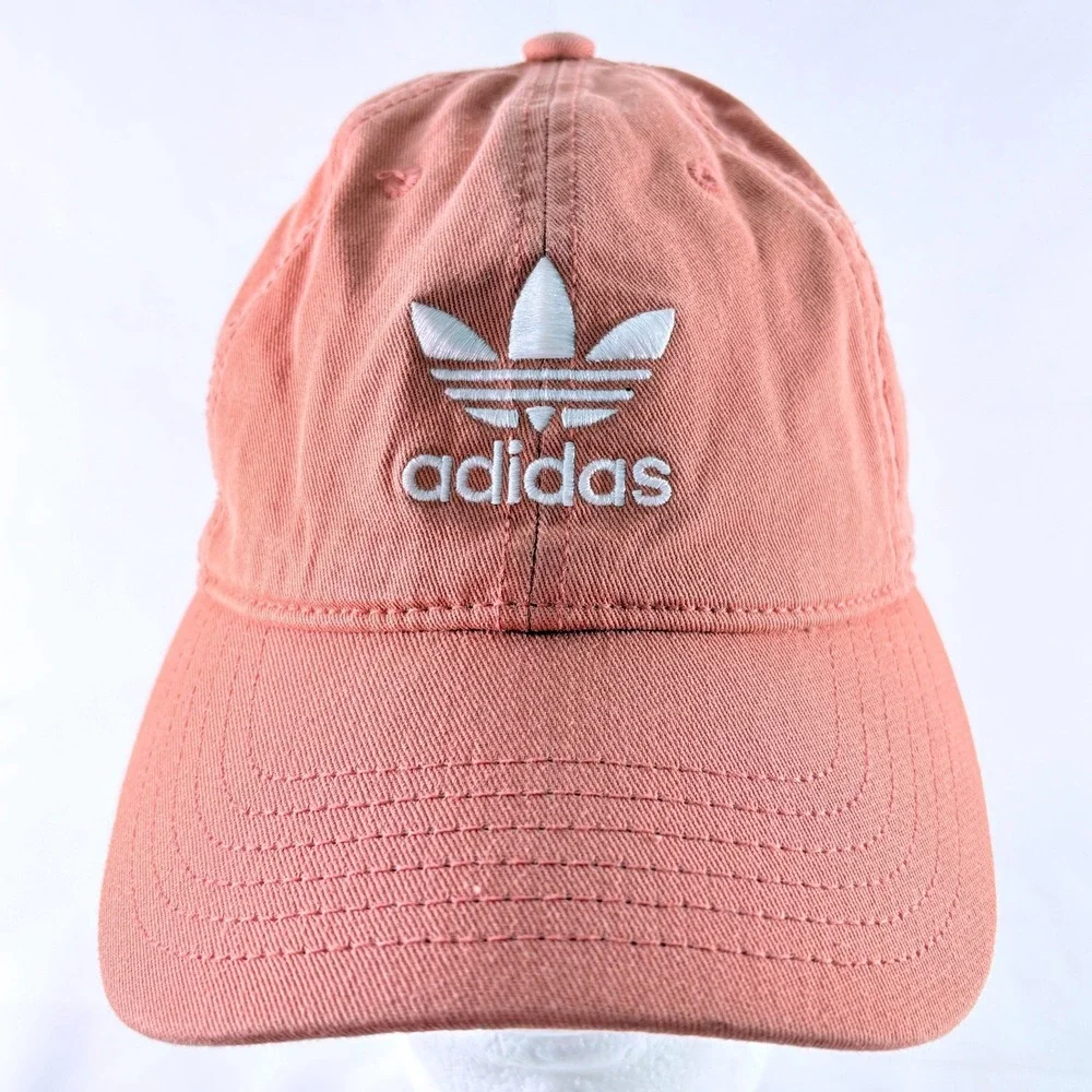 adidas Baseball Cap Salmon‎ Pink Embroidered Trefoil Adjustable Dad Hat